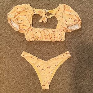 Yellow Floral Women's Bikini Set